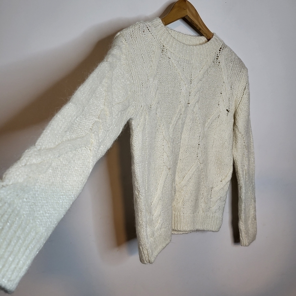 Massimo Dutti Cable Knit Mohair Wool Cream Sweater Size XS - Picture 4 of 12